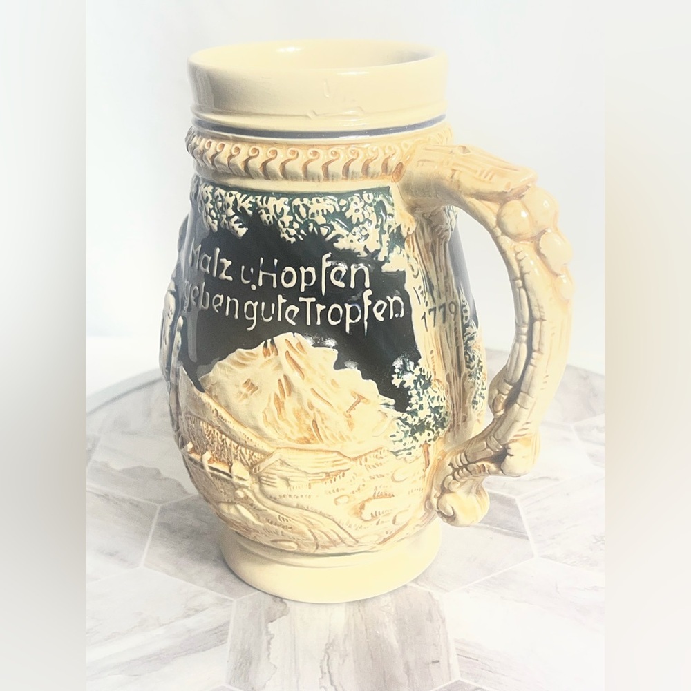 Vintage Style German Beer Stein Relief Scene Ceramic Mug With Handle - Picture 9 of 12